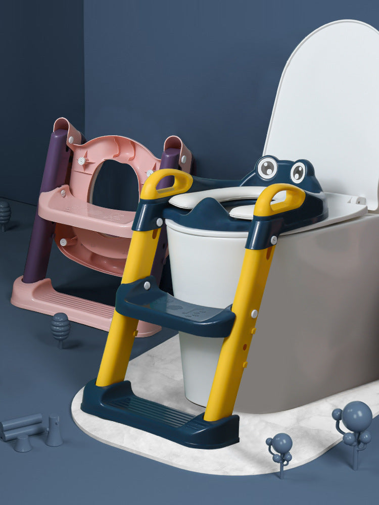 Kids toilet ladder in use