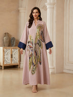 Elegant Floral Beaded Long Robe for Women
