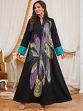Elegant Floral Beaded Long Robe for Women