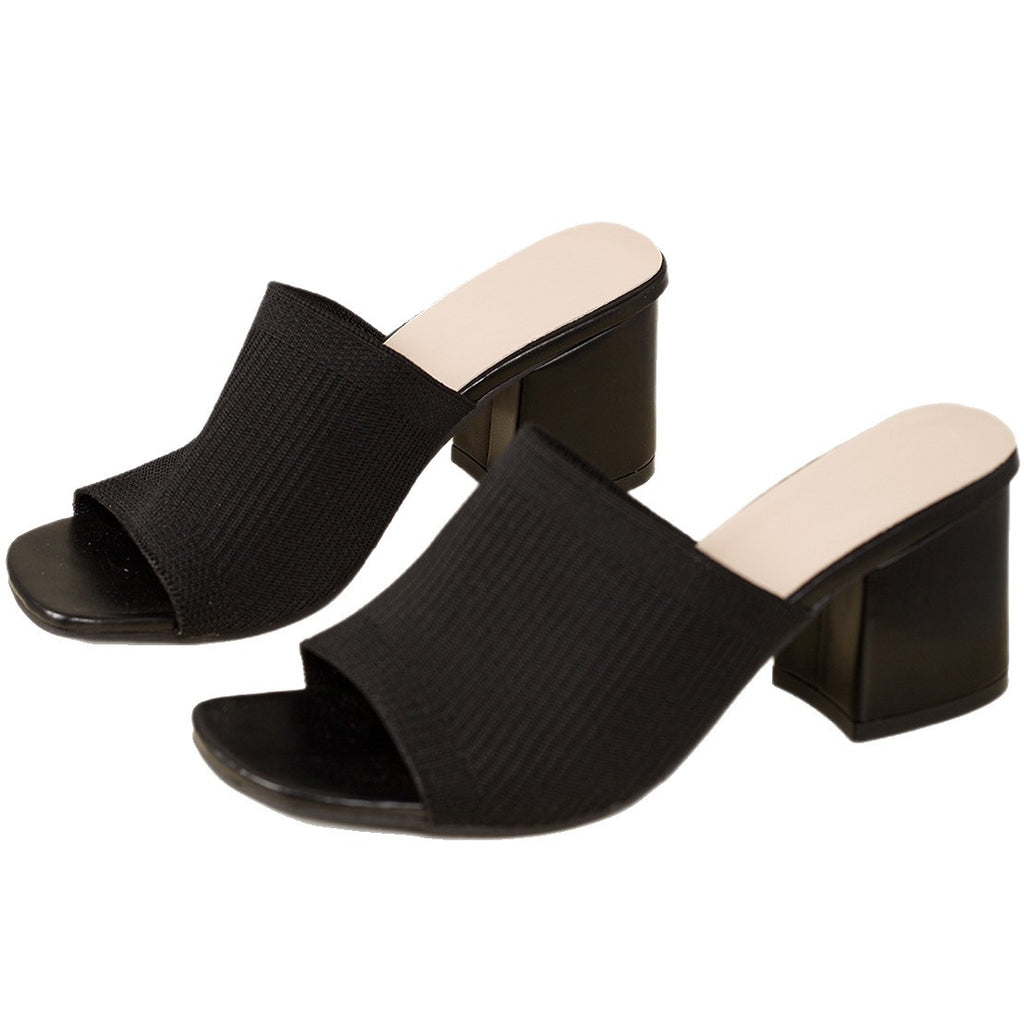 High-Heeled Fly-Knit Sandals
