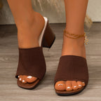 High-Heeled Fly-Knit Sandals