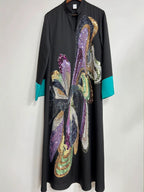 Elegant Floral Beaded Long Robe for Women