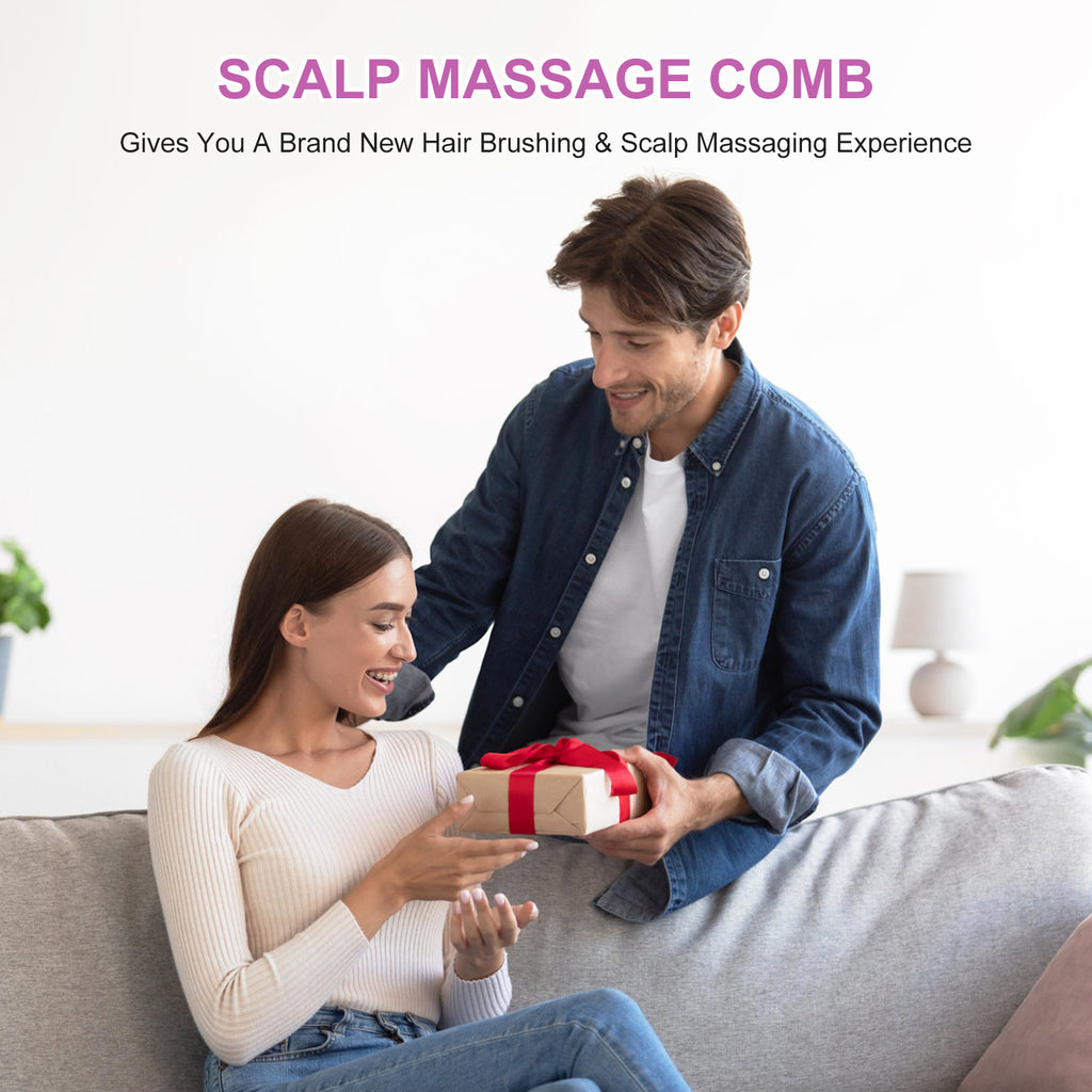 Scalp massage comb in use